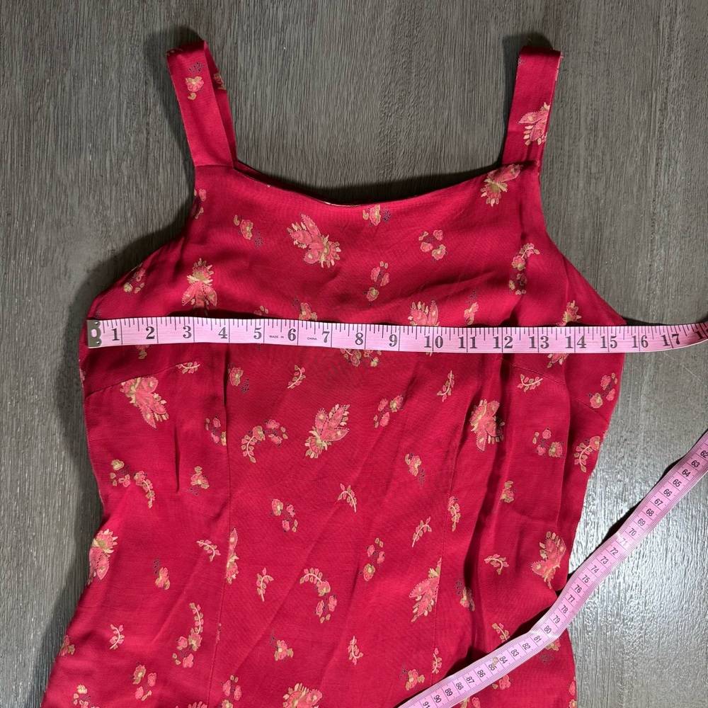 Vintage Eddie Bauer Maroon Floral Midi Dress Petite 6 - Picture 12 of 15